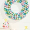 12" Jingle Bell Wreath with Ribbon - Pastel