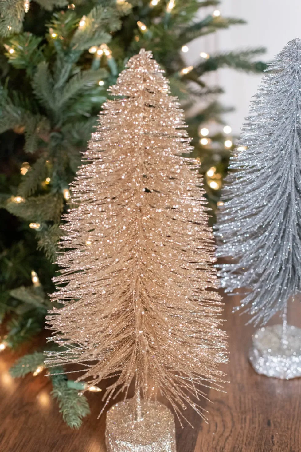 15" Large Metallic Bottle Brush Tree