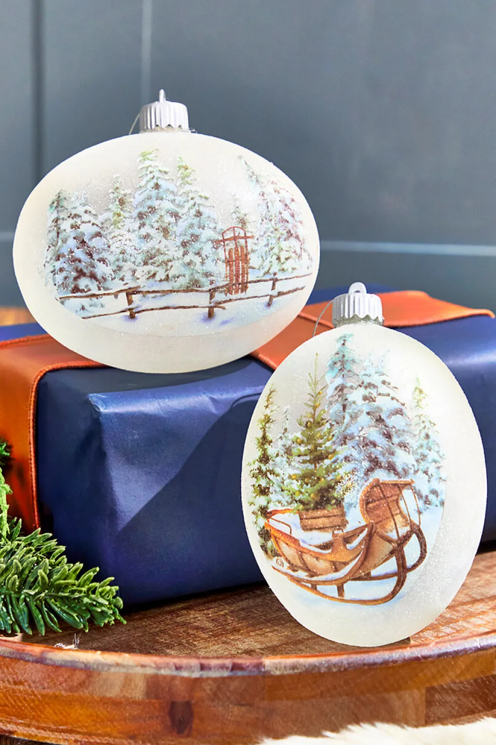 6” LED Country Sled/Sleigh Frosted Ornament