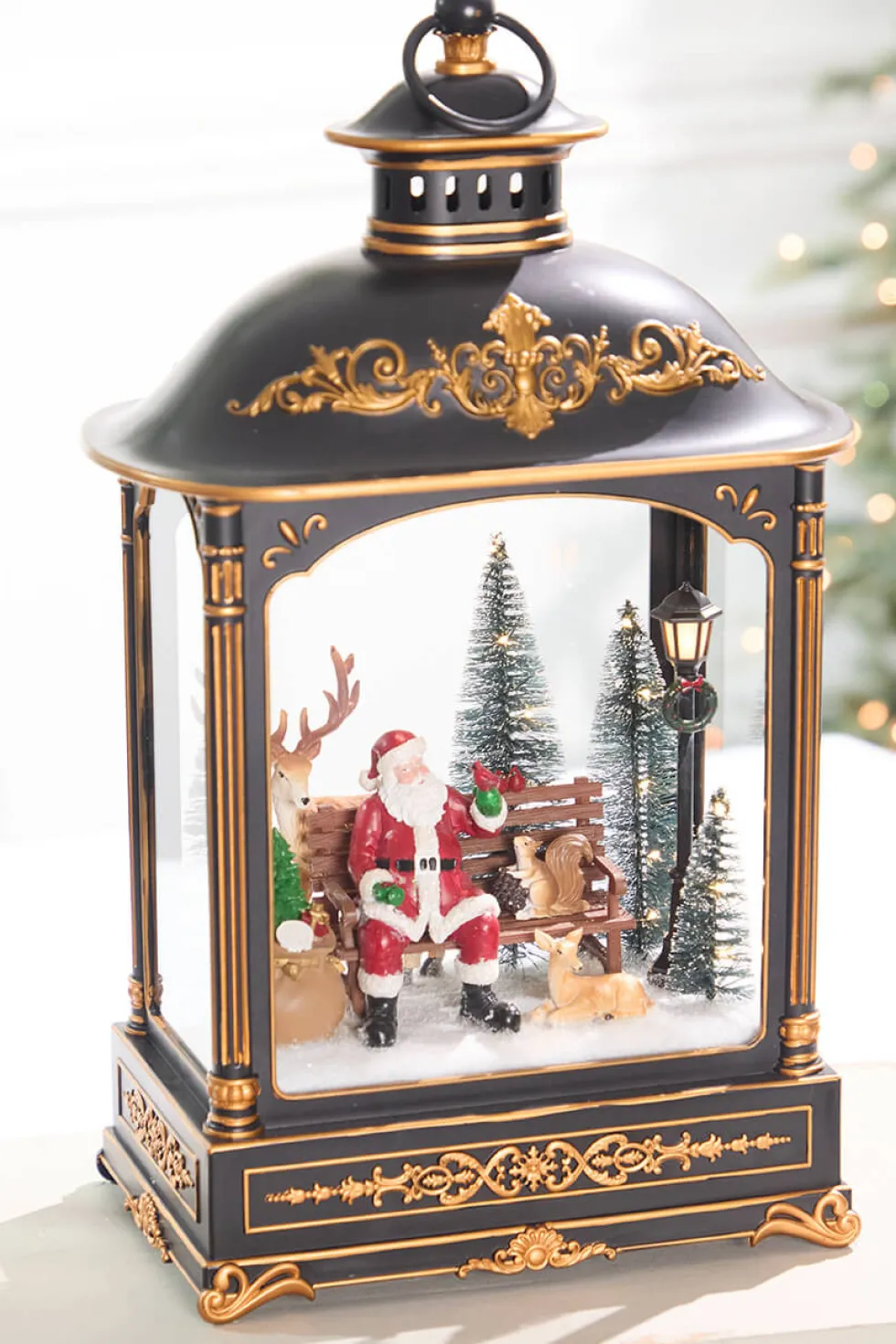 17.5" LED Lantern with Santa and Animals