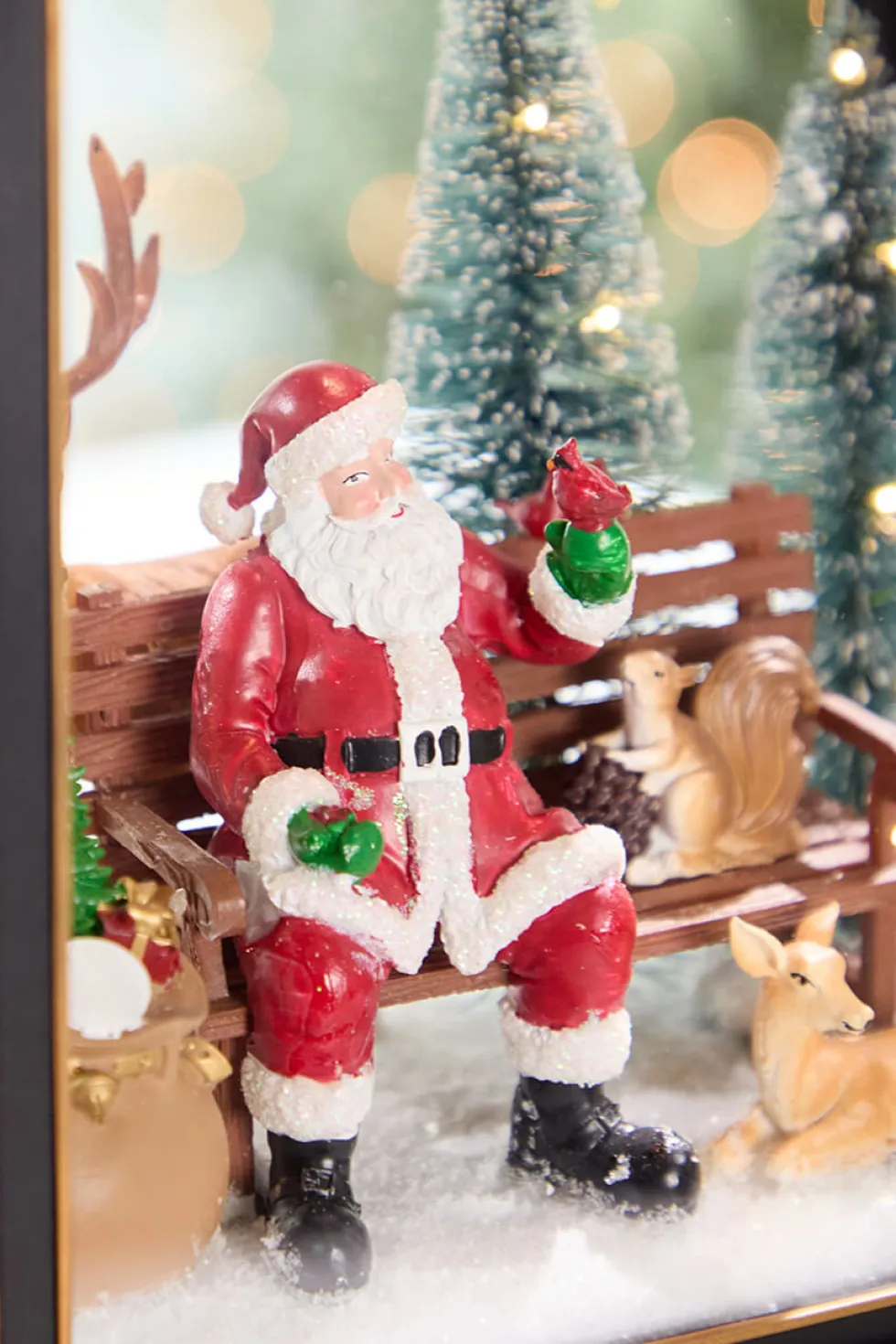 17.5" LED Lantern with Santa and Animals