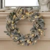 24" Lexington Fir Flocked Plug-In Wreath with Warm White LED Lights