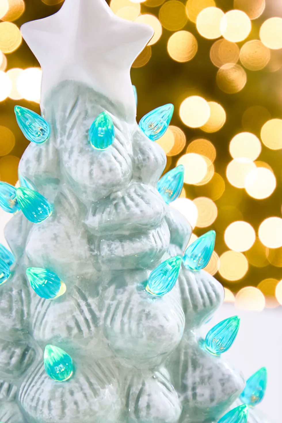 11.5" Light Blue Ceramic LED Tree