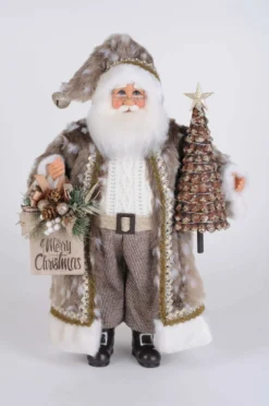 Lighted Natural Fawn Santa