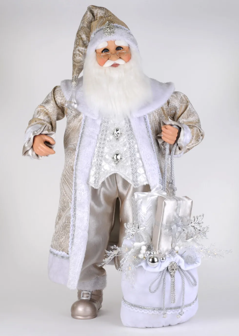 Lighted White Elegance Santa