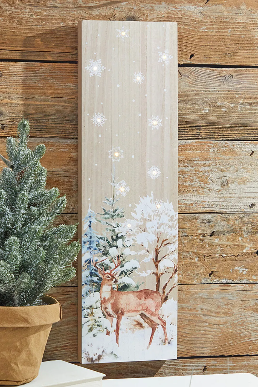 24” Lighted Winter Wood Wall Art