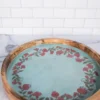 15" Mango Wood Pomegranate Wreath Tray