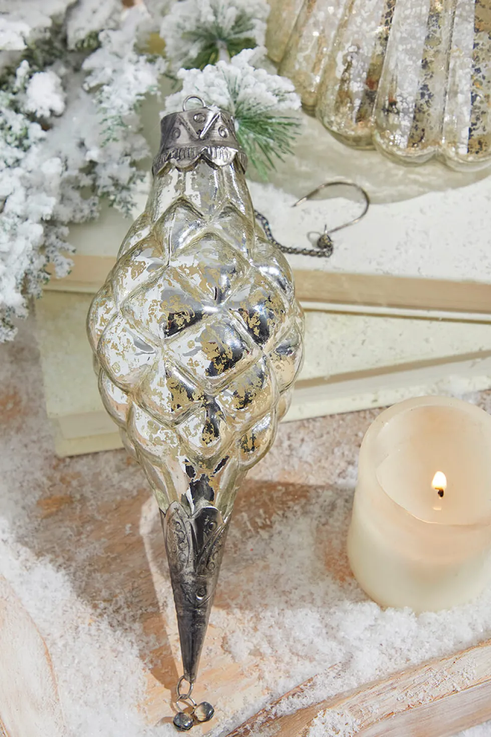 8" Marquis Elizabethan Mercury Glass Ornament