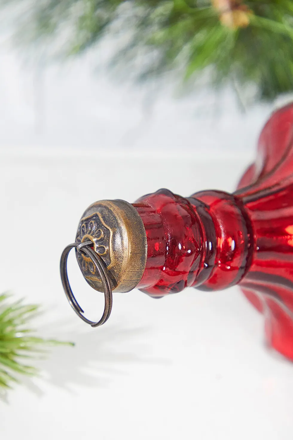 7.25” Mercury Glass Red Chandelier Drop Ornament