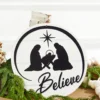 8" Metal Believe with Nativity Scene - Black/White