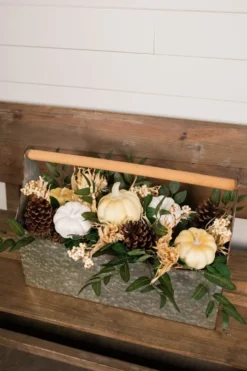 22” Metal Container with Harvest Arrangement
