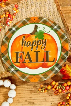 8" Metal Happy Fall/Pumpkin