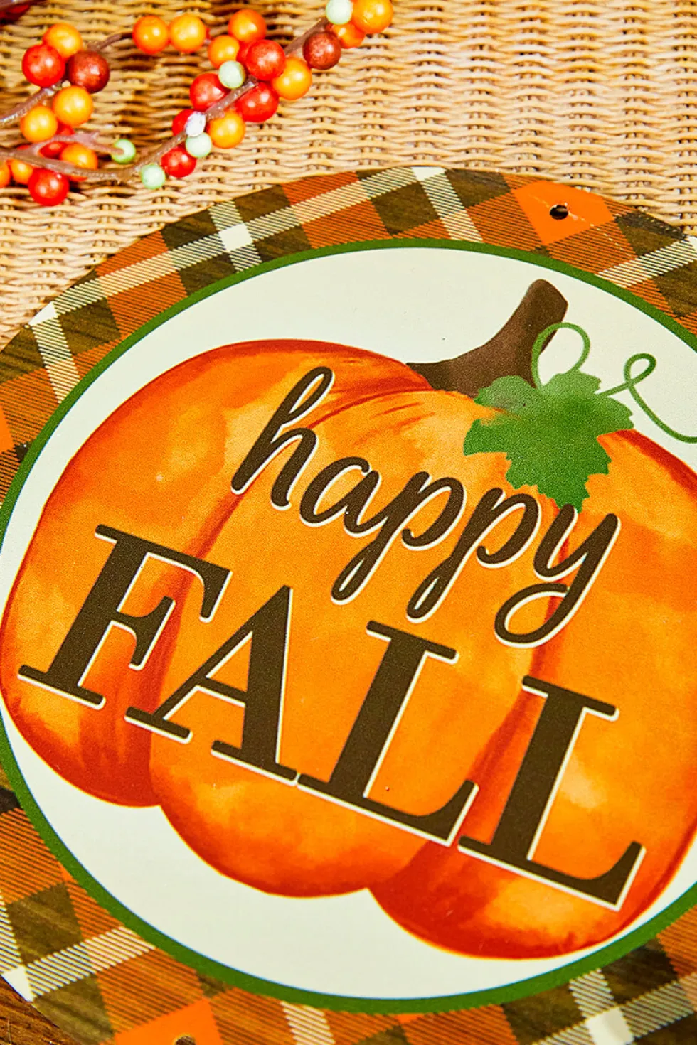8" Metal Happy Fall/Pumpkin