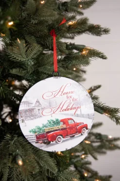 6.6” Metal Holiday Winter Scene Ornament
