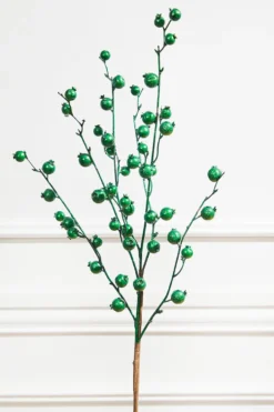 30” Metallic Mini Pomegranate Spray - Emerald
