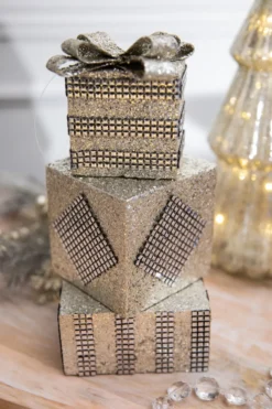 10” Metallic Platinum Gatsby Package Stack Ornament