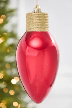 9" Metallic Red Light Bulb Ornament
