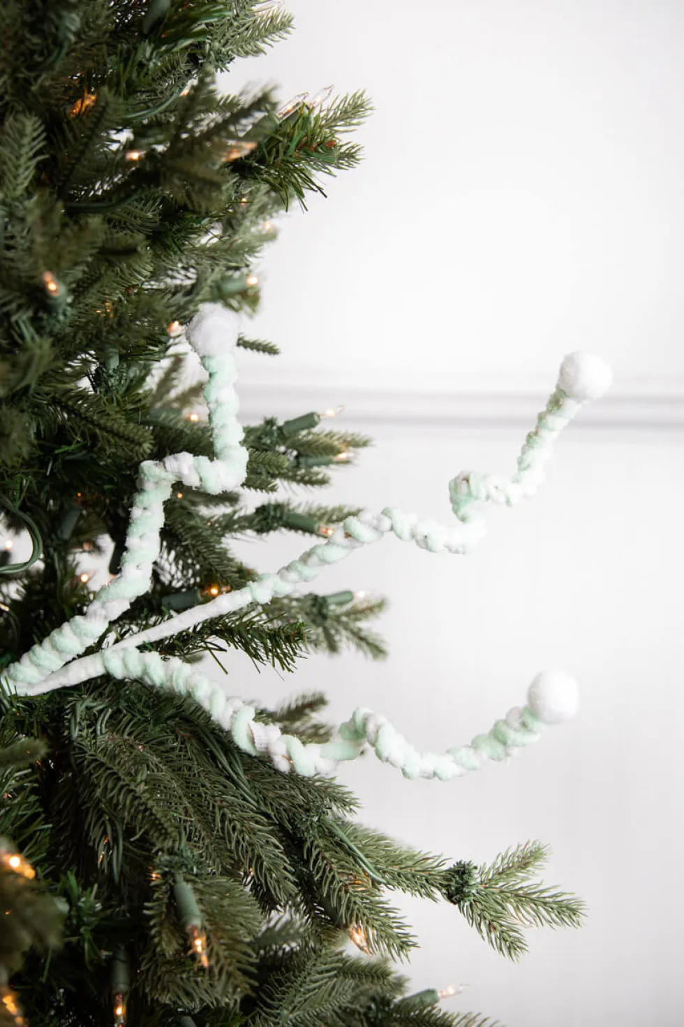 25” Mini Cottonball Peppermint Christmas Spray - Green/White