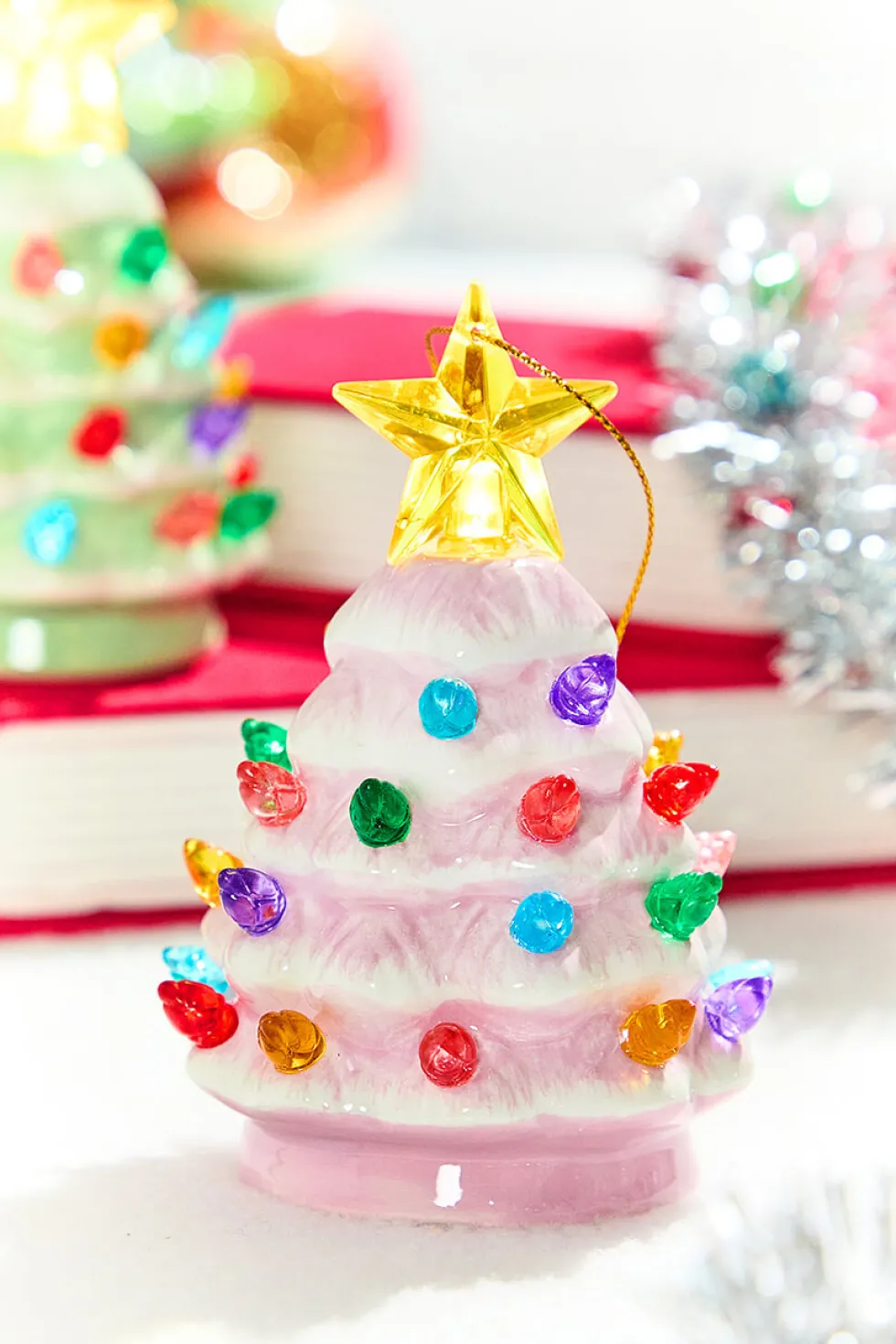 4" Mini Nostalgic Pastel Trees Ornaments, Assortment of 4