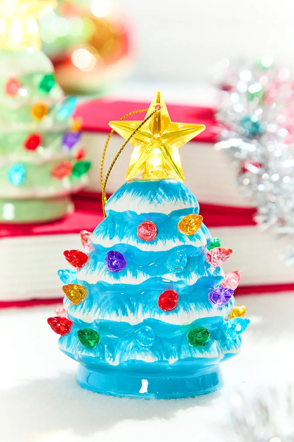 4" Mini Nostalgic Pastel Trees Ornaments, Assortment of 4