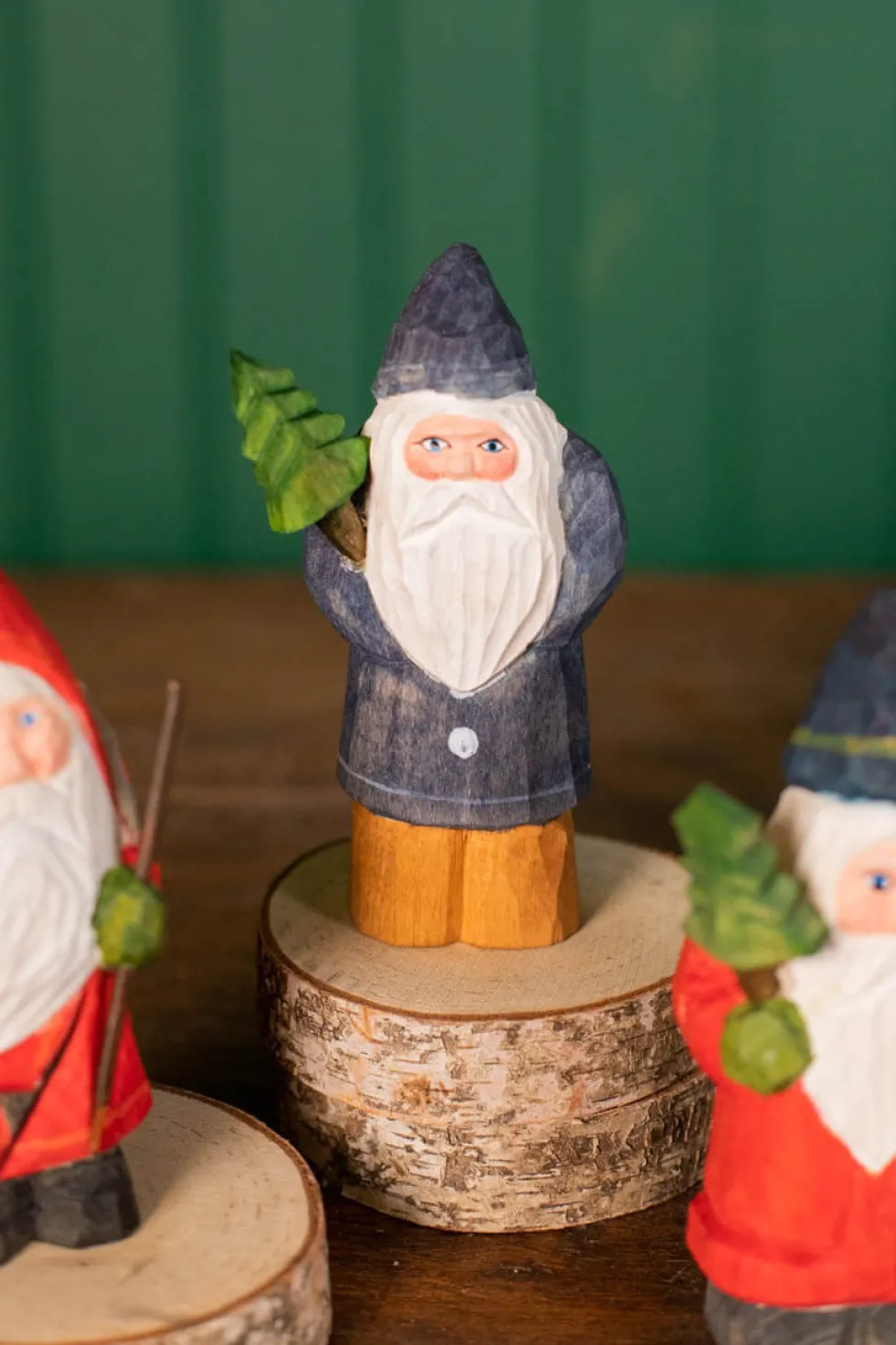 5" Mini Wood Vintage Santa Ornament
