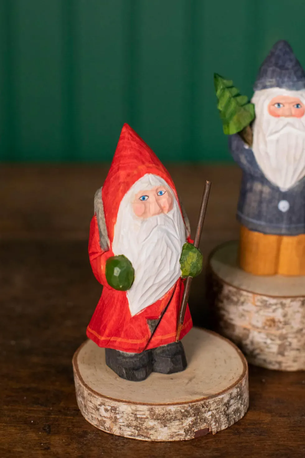 5" Mini Wood Vintage Santa Ornament