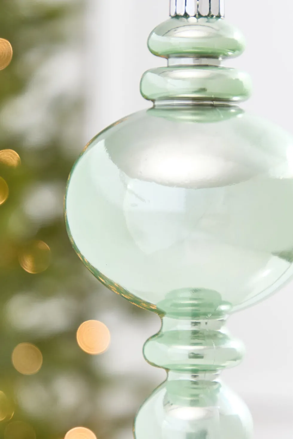 9" Mint Pearlescent Finial Ornament