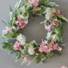 24" Mixed Flower Wreath - Pink, White & Green