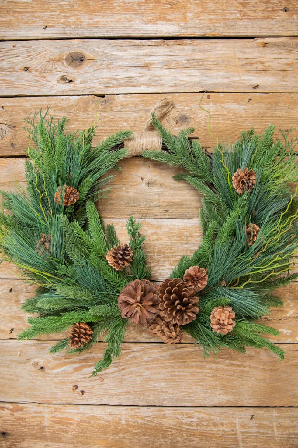 26” Mixed Greens with Pinecones Swag Wreath