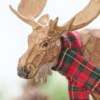 6.5" - 9" Moose with Cardinal & Plaid Scarf