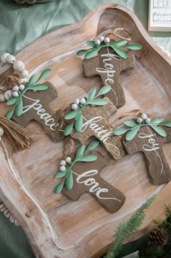 6" Natural Wood Cross Ornament