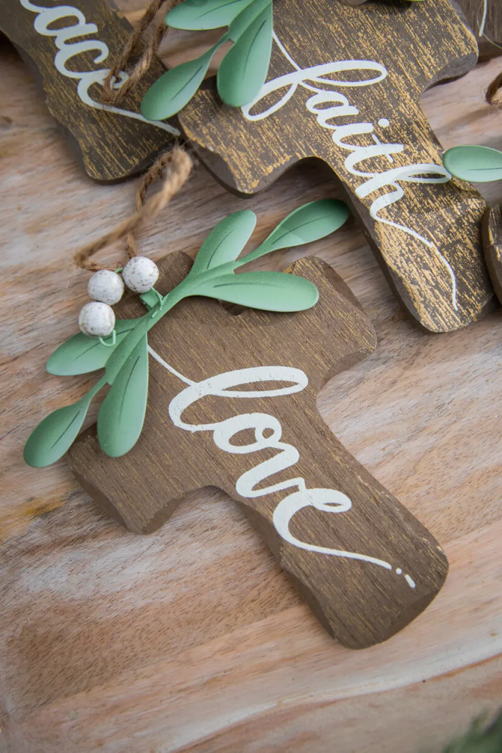 6" Natural Wood Cross Ornament