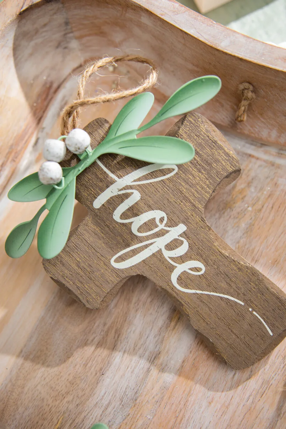 6" Natural Wood Cross Ornament