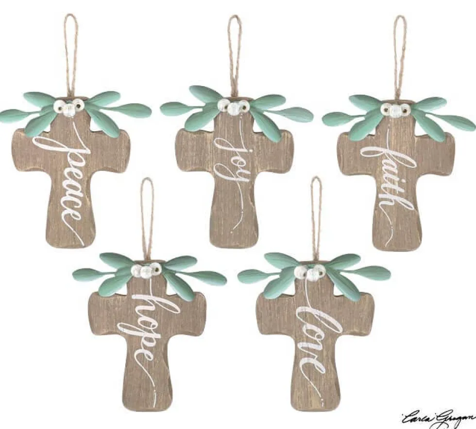 6" Natural Wood Cross Ornament