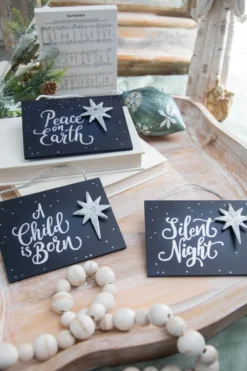 4.5" Navy Holy Night Plaque Ornament