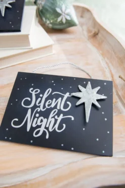 4.5" Navy Holy Night Plaque Ornament