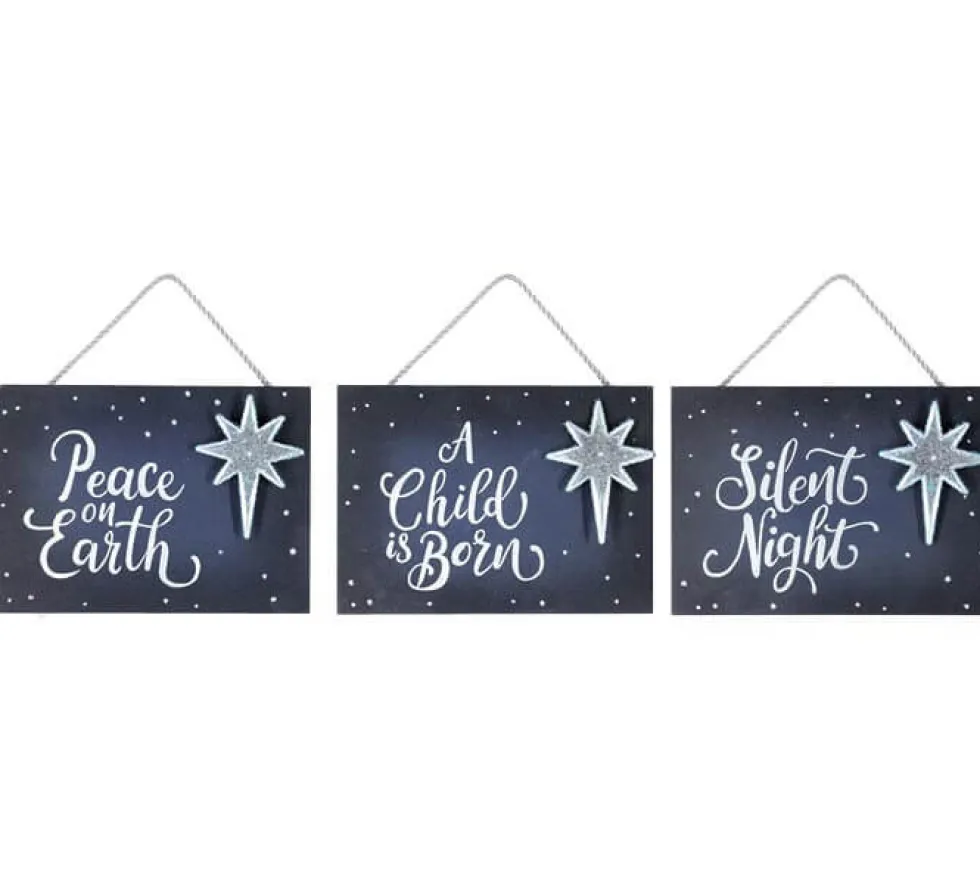 4.5" Navy Holy Night Plaque Ornament