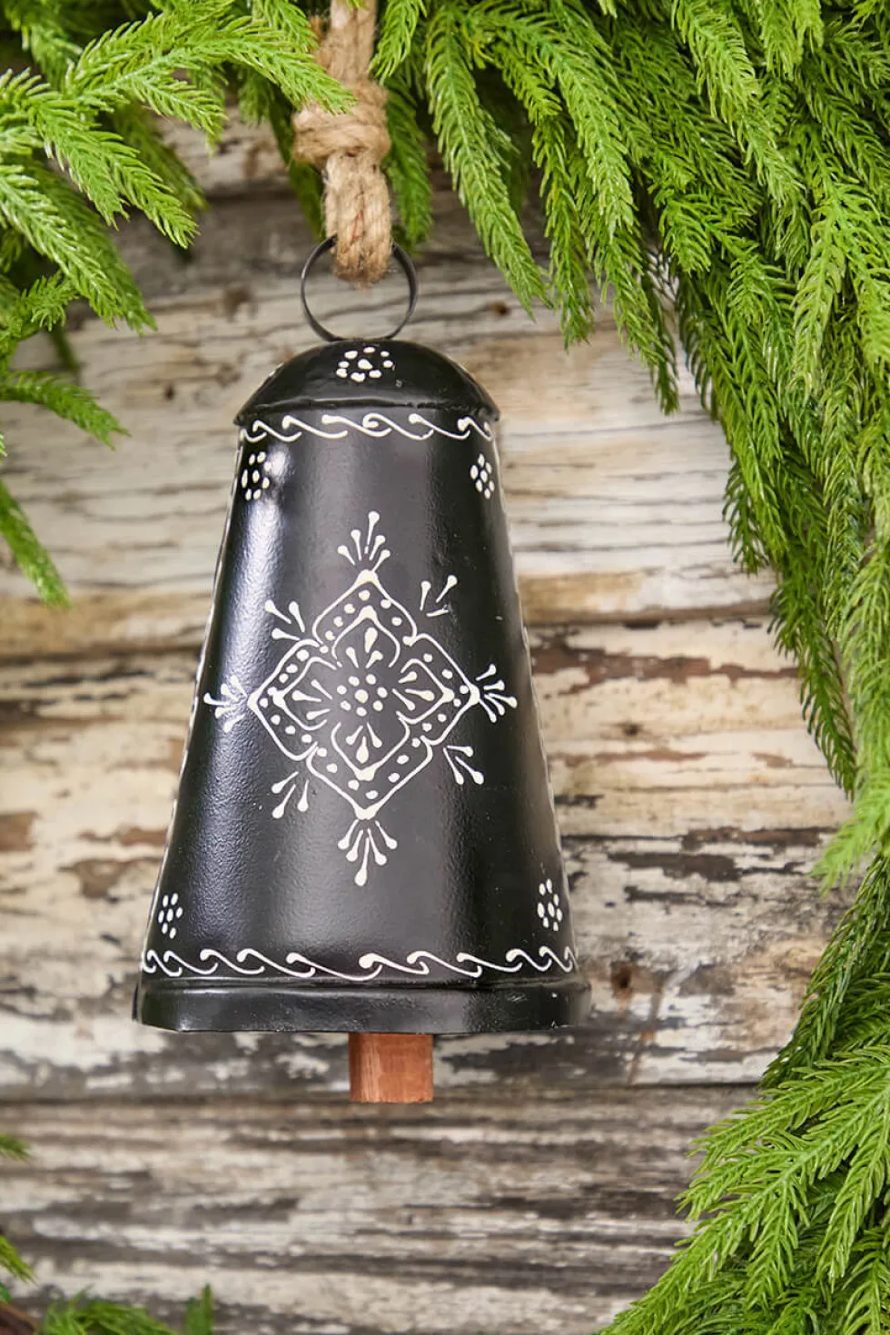 9" Nordic Snowflake Metal Bell Ornament