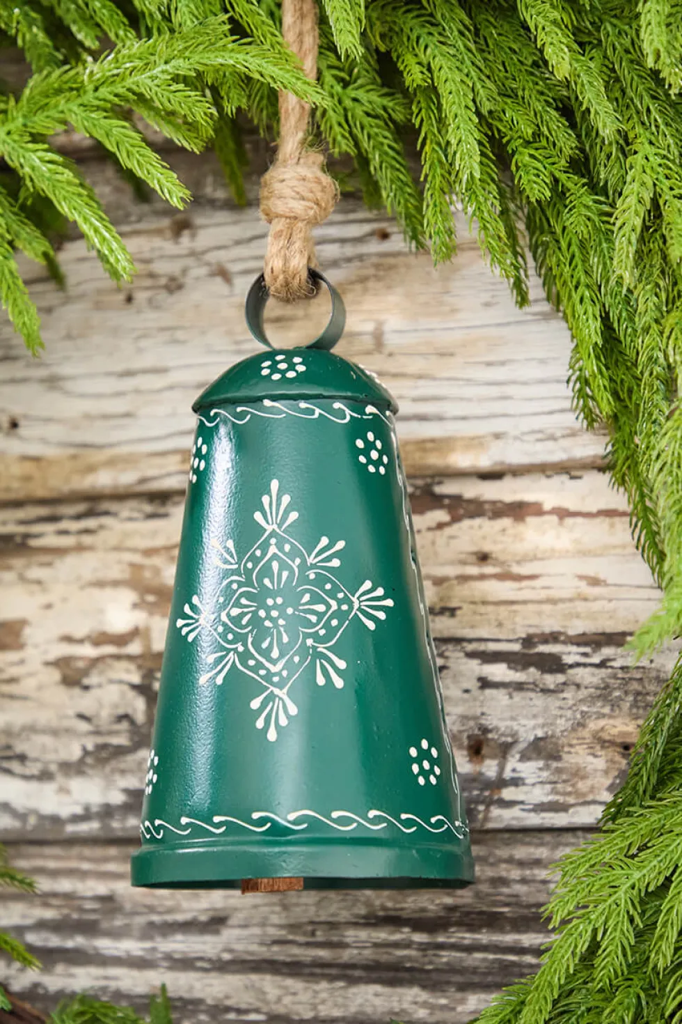 9" Nordic Snowflake Metal Bell Ornament