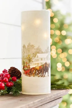 5.9" - 9.8" Nostalgic Christmas Glass Luminaries - Set of 3