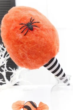 14" Orange Glitter Cotton Candy Halloween Ornament