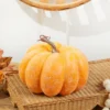 8" Orange Weathered Pumpkin with Stem