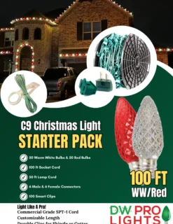 100' Outdoor Christmas Lighting Kit - Warm White/Red