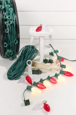 100' Outdoor Christmas Lighting Kit - Warm White/Red