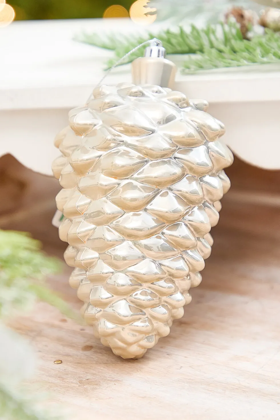 6" Pearlescent Pinecone Ornament
