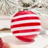 4" Peppermint Glass Ball Ornament