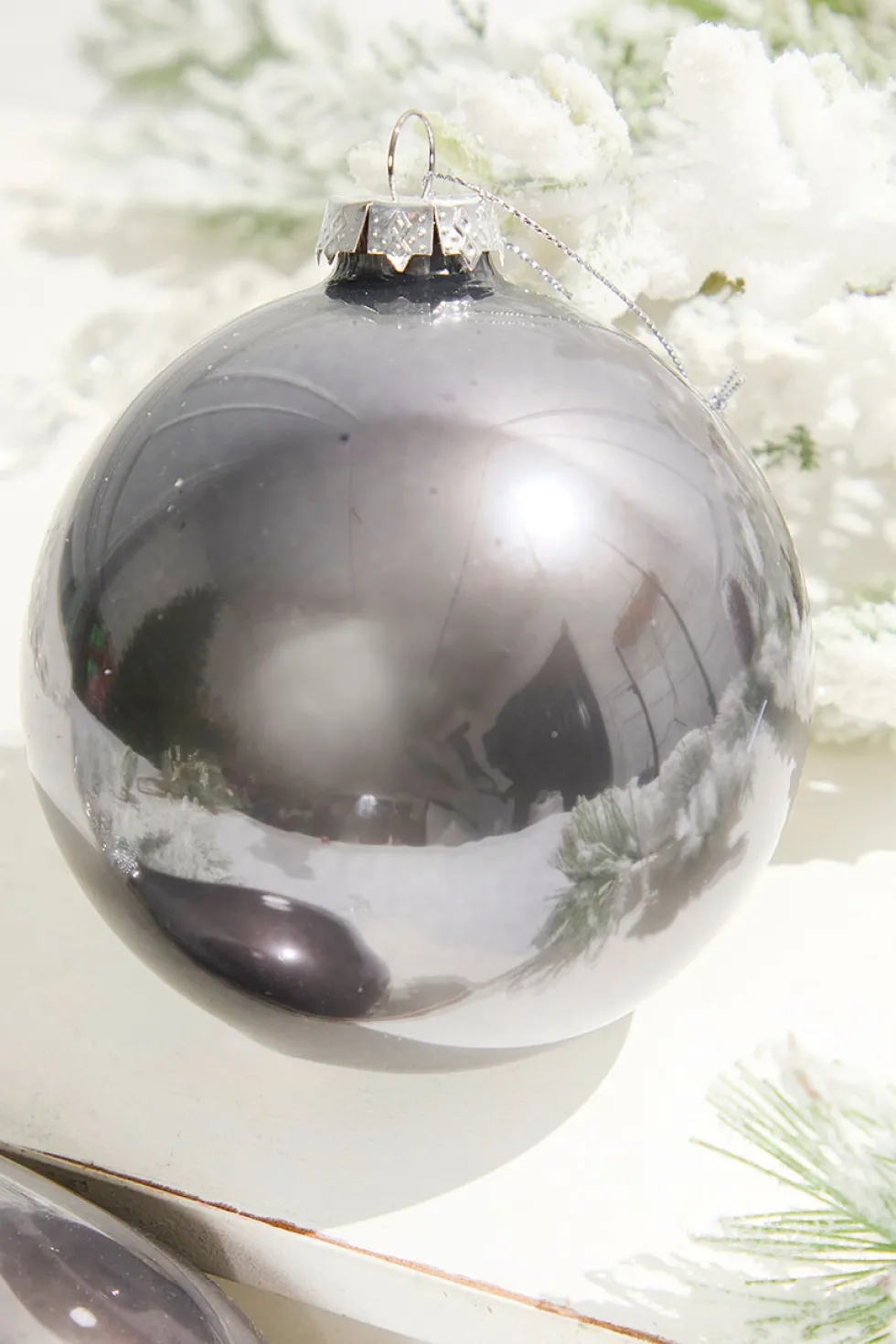 4" - 6" Pewter Glass Finial and Ball Ornaments