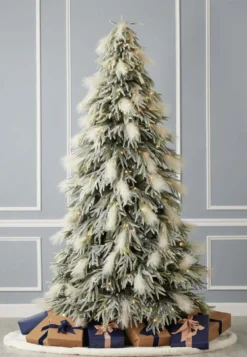 7.5' Pine and Pampas Artificial Christmas Tree with 550 Warm White LED Lights