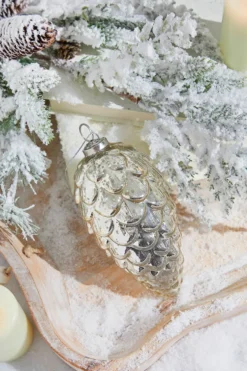 7" Pinecone Burnished Mercury Glass Ornament