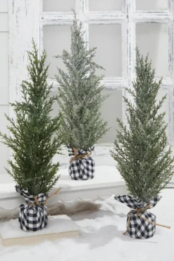 21" Pine Tree With Plaid Fabric